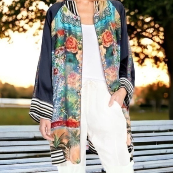 Johnny Was silk tropical coat (reversible) NWT (oversized) - Picture 2 of 14